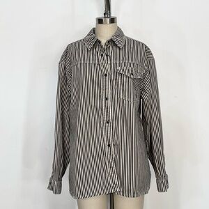 Anine Bing black and white striped button up denim shirt. Women’s size small.